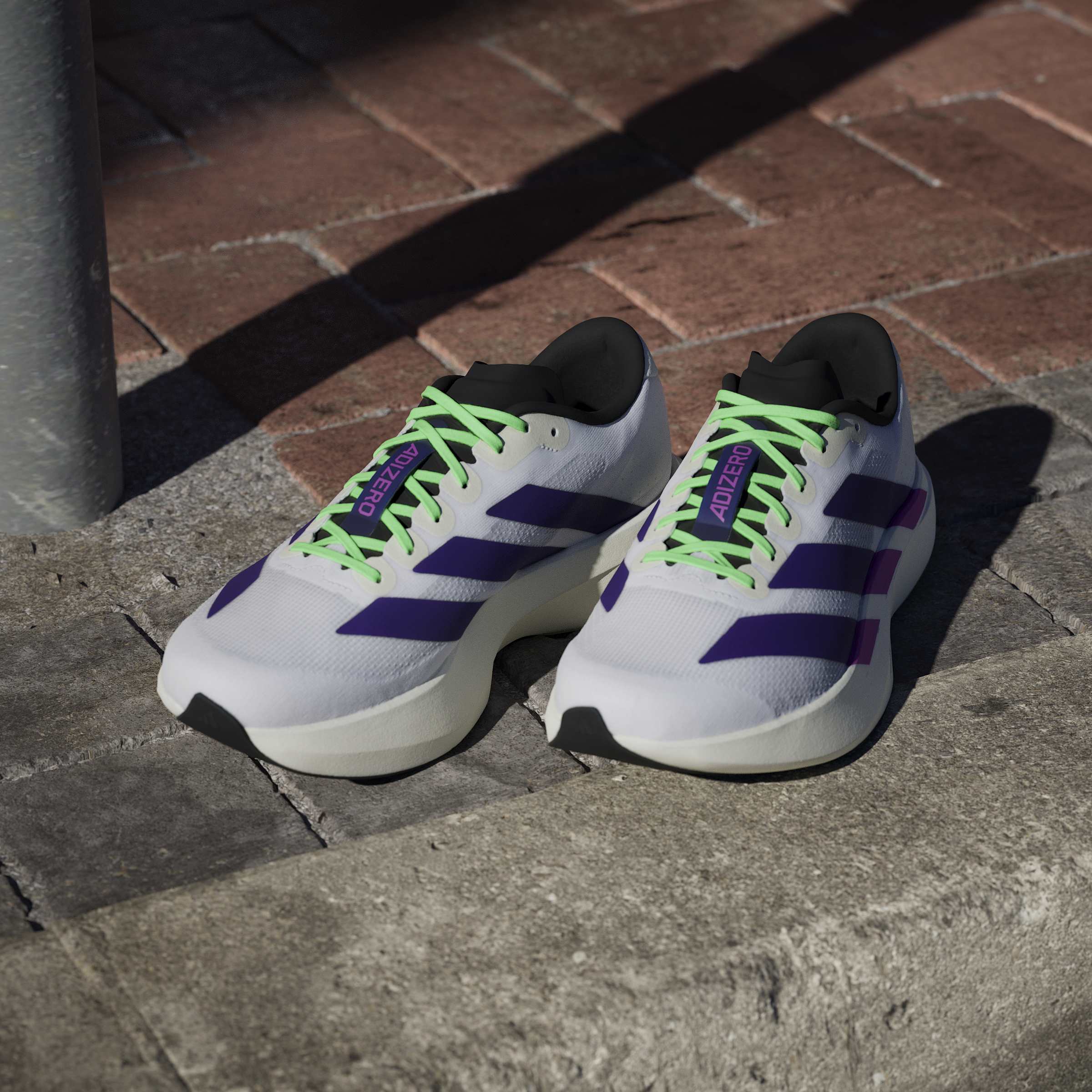 Adidas Adizero Evo SL White Purple Lime Burst - Image 4