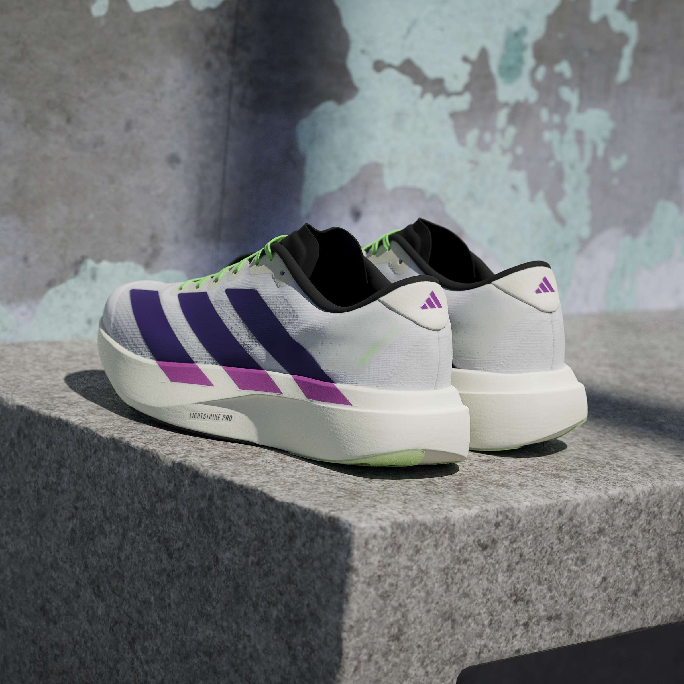 Adidas Adizero Evo SL White Purple Lime Burst - Image 6
