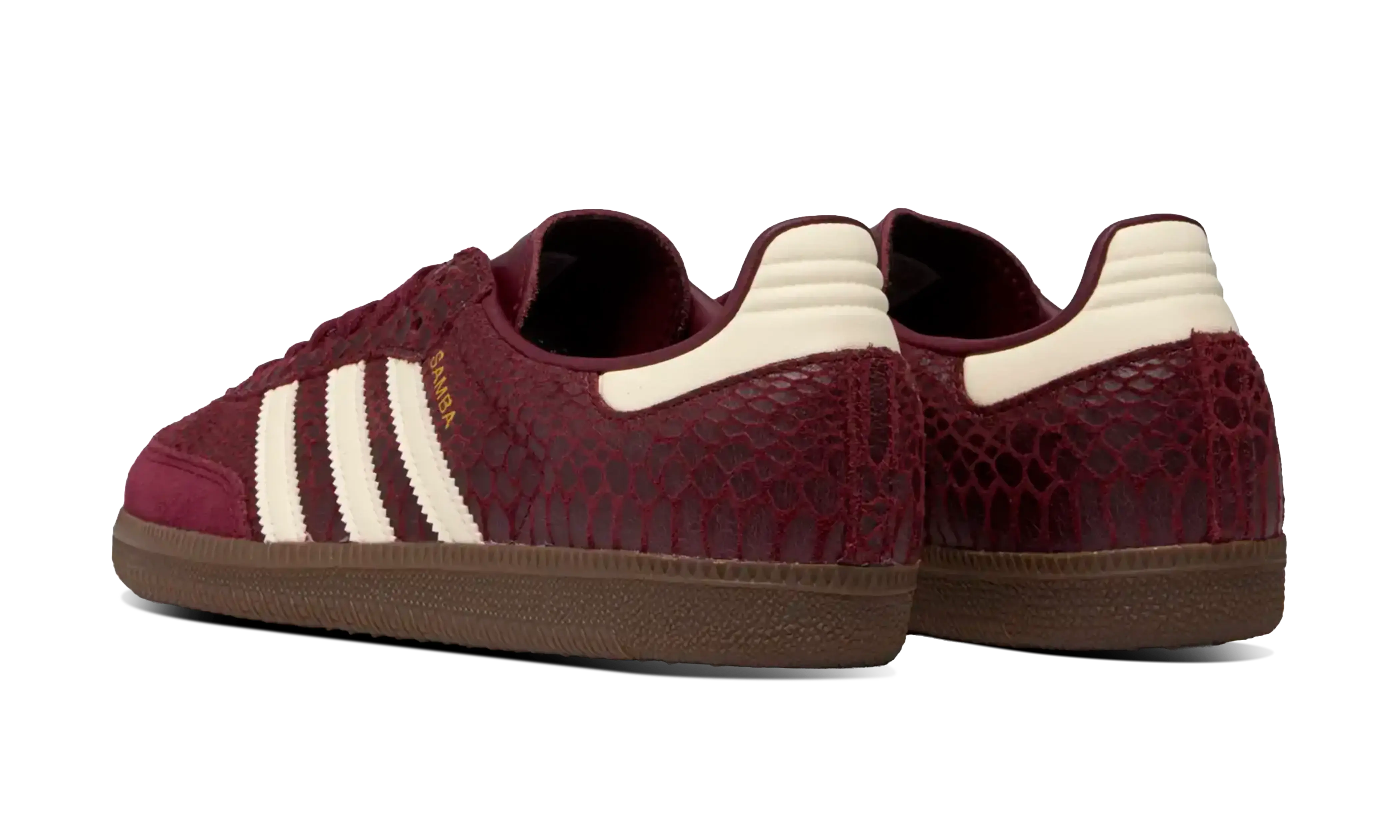 Adidas Mujer Samba OG Snakeskin Maroon Cream White - Image 3
