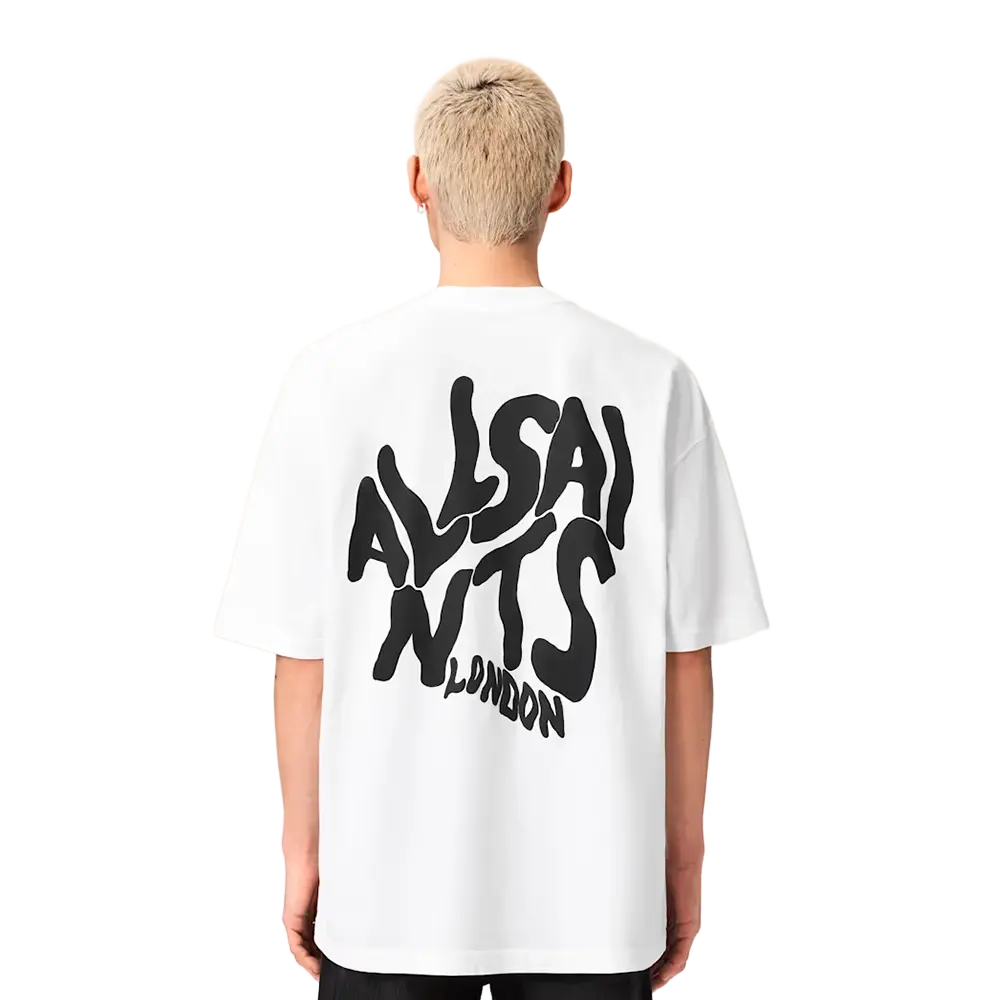 ALLSAINTS Orlando Logo Print Oversized T-Shirt Ashen White - Image 3