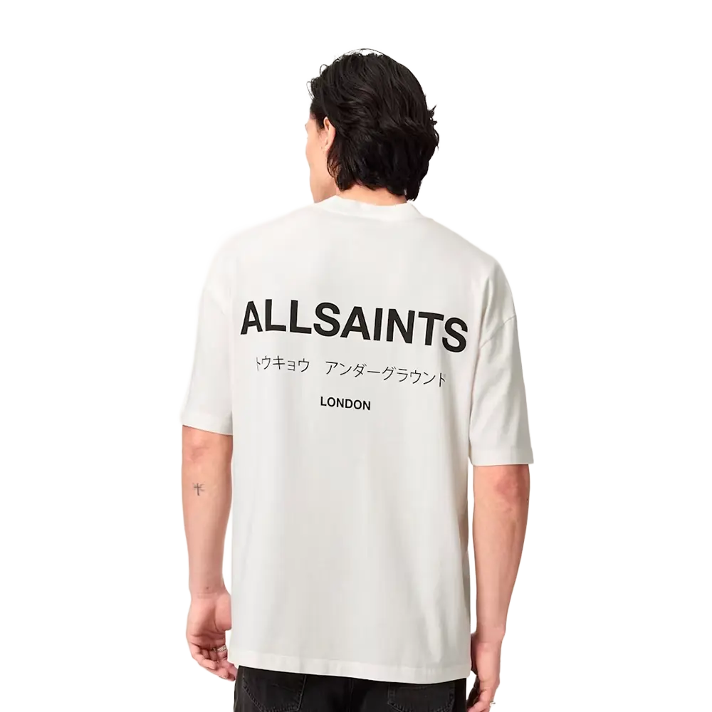 ALLSAINTS Underground Oversized Crew Neck T-Shirt Ashen White - Image 3