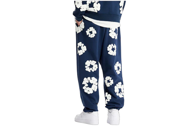 Denim Tears Cotton Wreath Sweatpants Navy - Image 3
