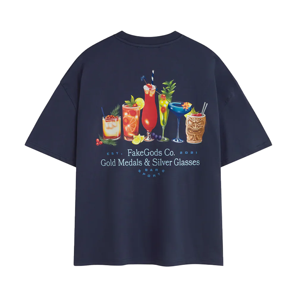 Fakegods Cocktail Tee Navy - Image 2
