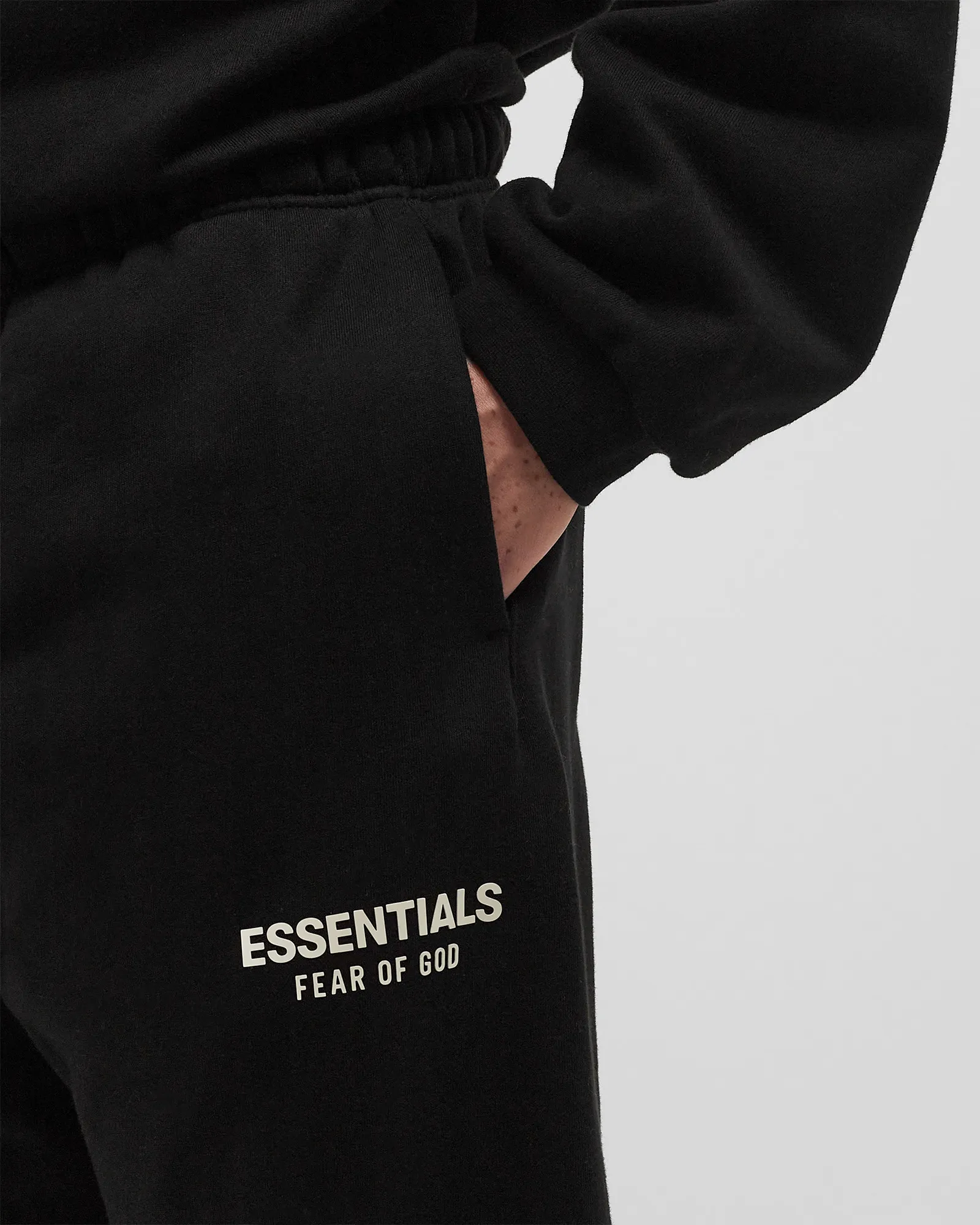Fear Of God Essentials Sweatpants Fleece Black White - Image 3