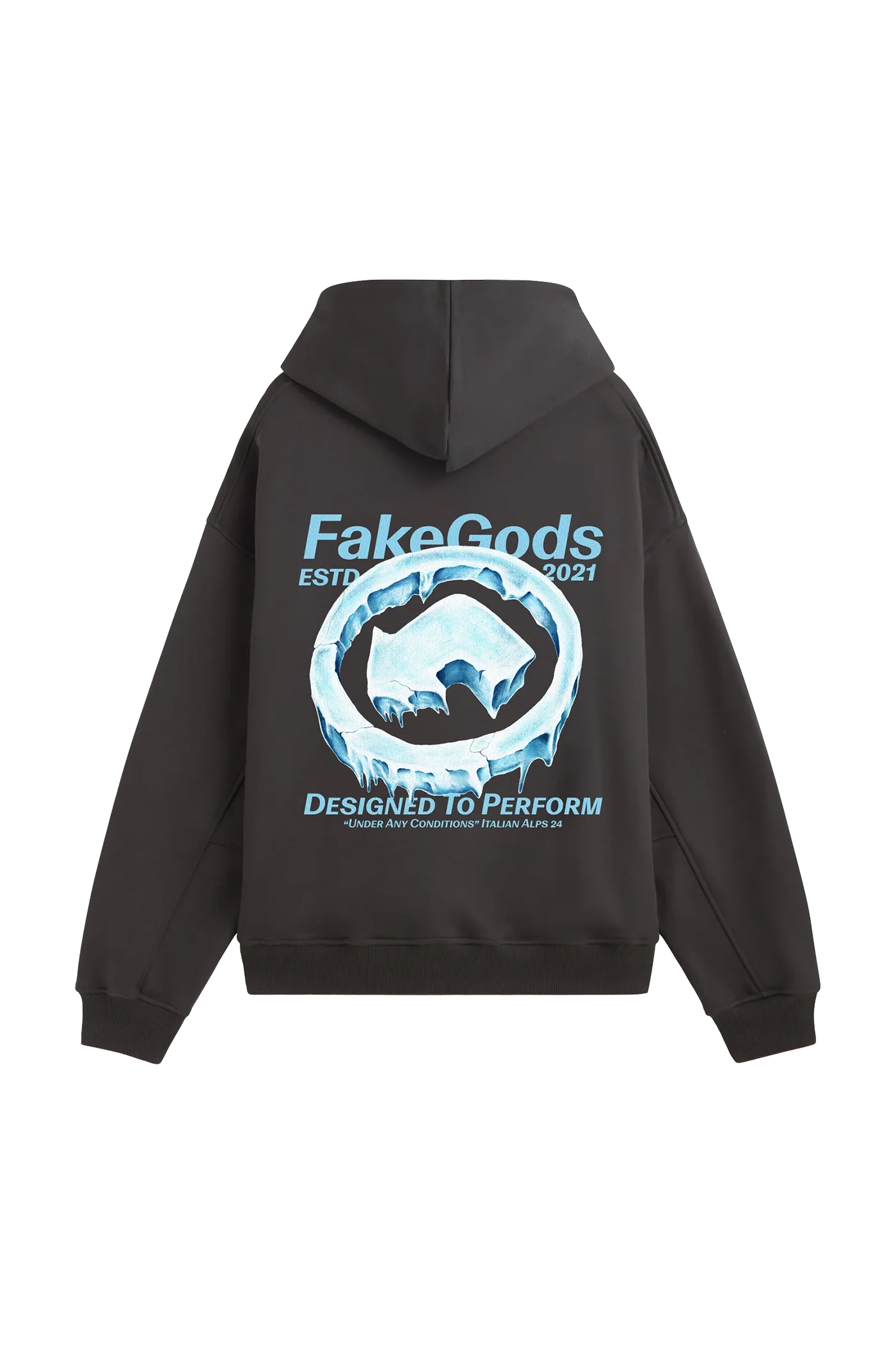 Fakegods Iced Logo Hoodie Dark Grey - Image 2